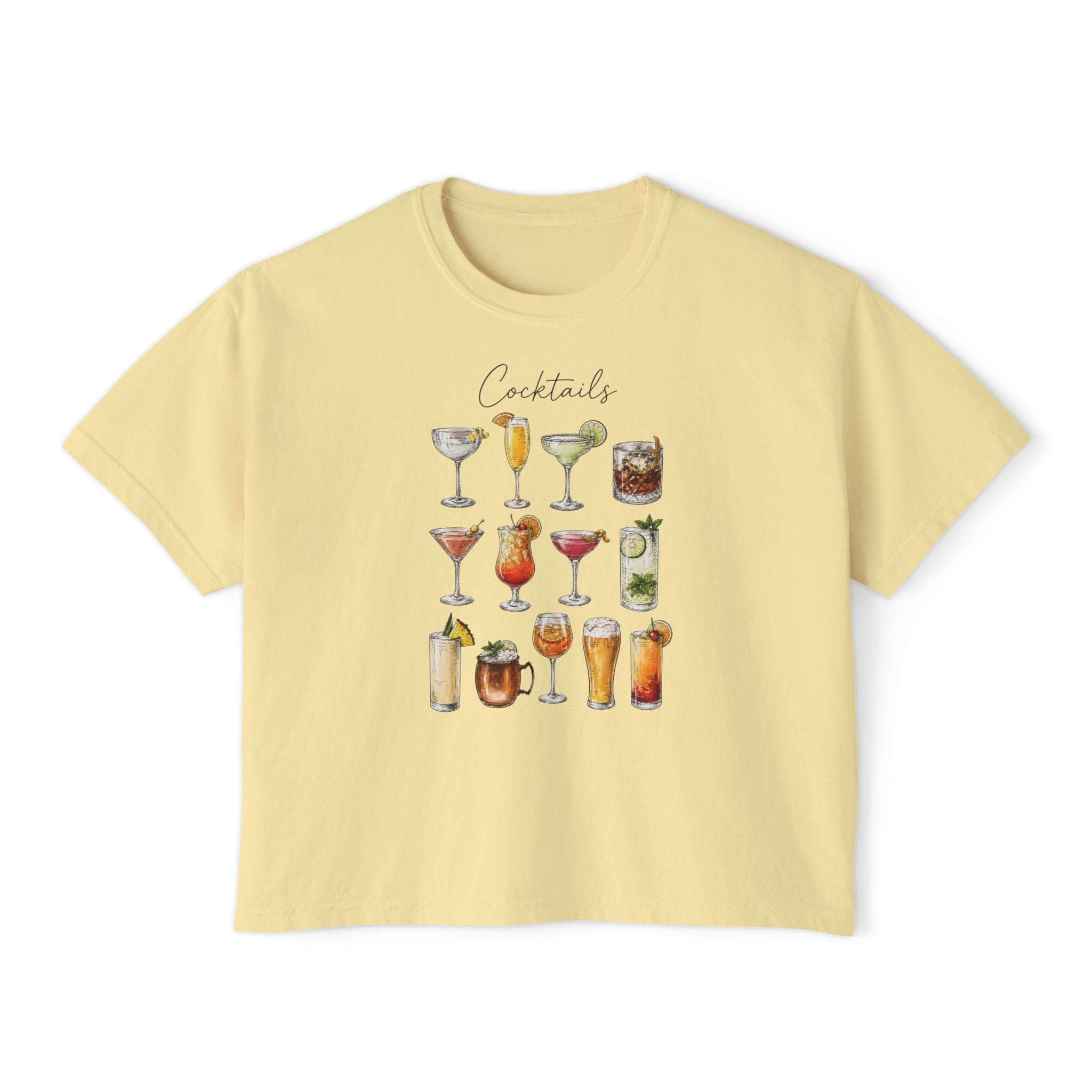 Cocktails Graphic Boxy Tee — Women's Drink Lovers T-Shirt